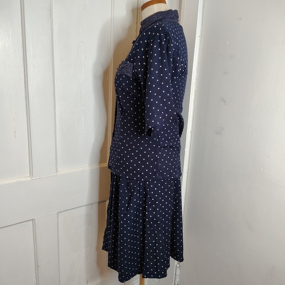 Vintage 80s Anegada's Skirt & Top Set Navy White Polka Dot Womens Size XS/S - Picture 4 of 16